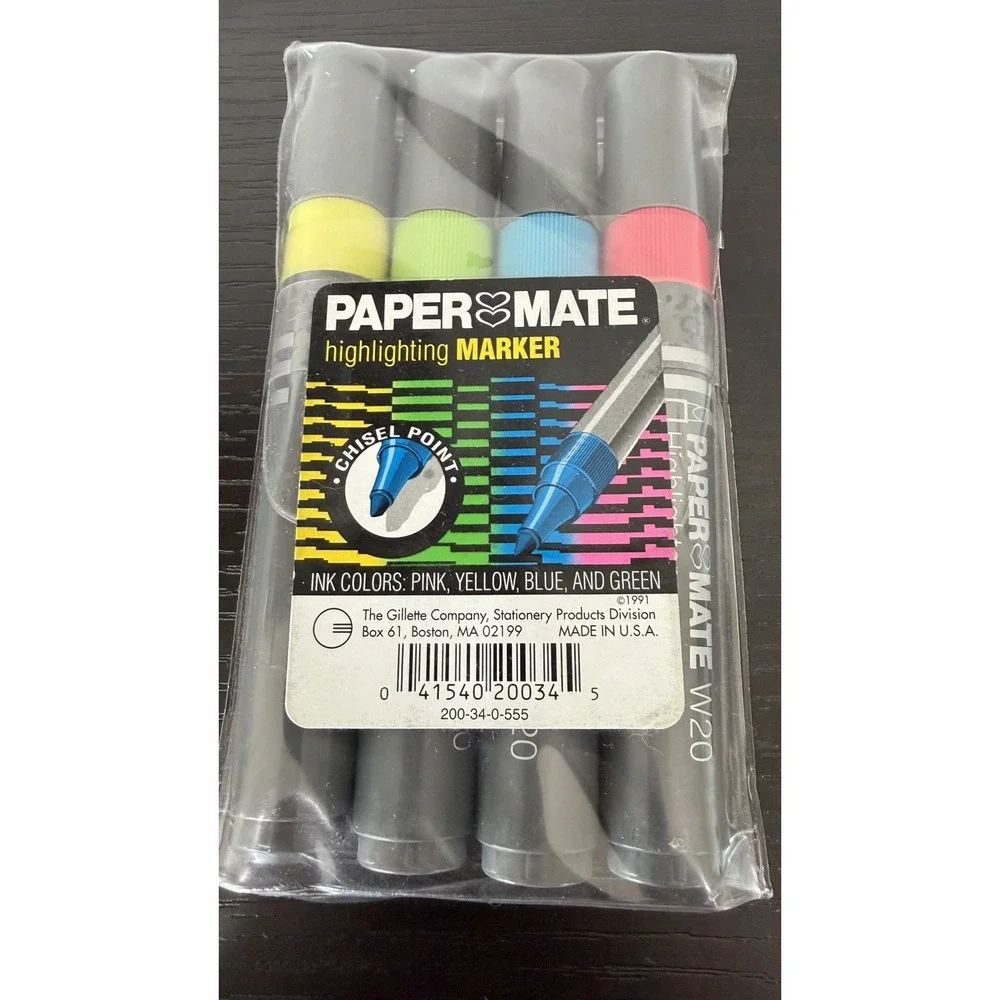Vintage Sealed Papermate Highlighters Markers Chisel Point Double Heart 1990s